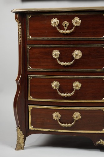 French Regence - French Régence Period Mazarine Chest Of Drawers In Amaranth and Bronze