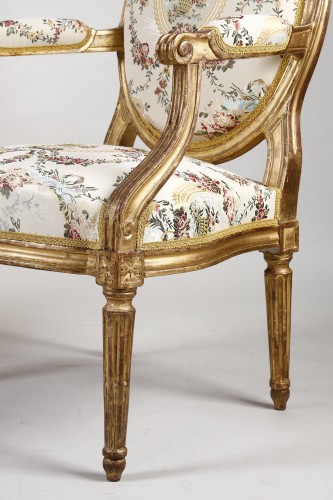 Salon d'époque Louis XVI en bois doré, attribué à Jean-Baptiste Sené - Louis XVI