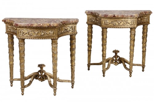 Paire de consoles Italie du Nord d'époque Louis XVI