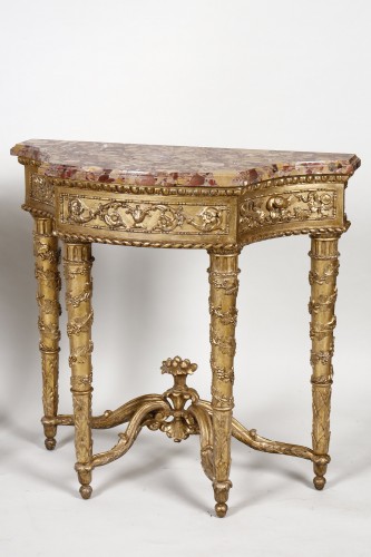 Paire de consoles Italie du Nord d'époque Louis XVI - Mobilier Style Louis XVI