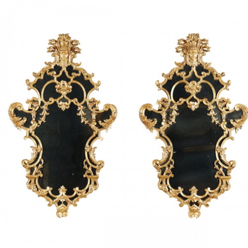 Paire de miroirs à parecloses en bois doré, Italie du Nord, XVIII? siècle