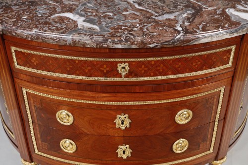 18th century - Pair of Louis XVI period "half-moon" shaped commodes, stamped Fidelys Schey