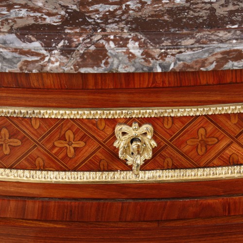 Pair of Louis XVI period "half-moon" shaped commodes, stamped Fidelys Schey - Louis XVI