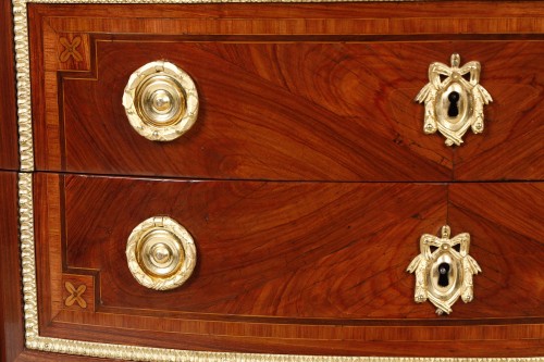 Antiquités - Pair of Louis XVI period "half-moon" shaped commodes, stamped Fidelys Schey