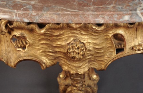 Large pair of gilded wood consoles - 