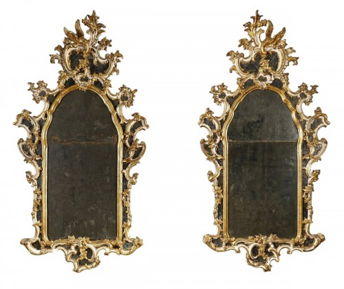 Pair of large 18th century Italian mirrors, with reserves