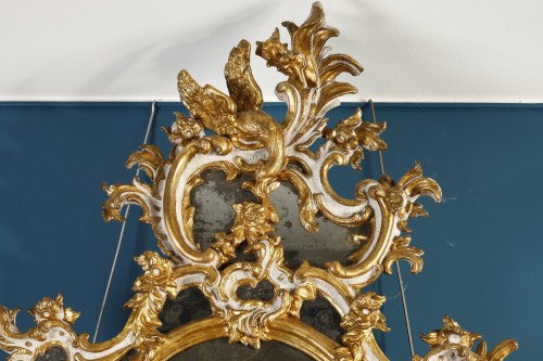 Mirrors, Trumeau  - Pair of large 18th century Italian mirrors, with reserves