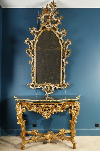 Pair of large 18th century Italian mirrors, with reserves - Louis XV