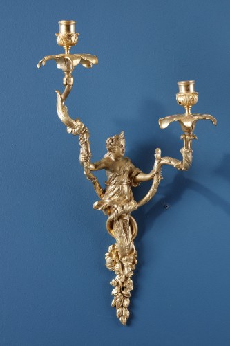 Importante paire d’appliques Régence attribuée à Charles Cressent - Luminaires Style Régence