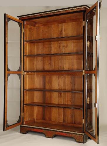 Louis XIV - Large Louis XIV Boulle marquetry bookcase attributed to Nicolas Sageot