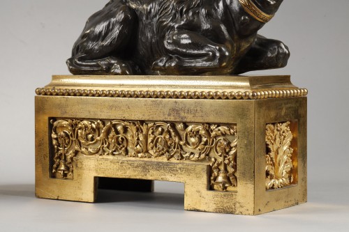 Louis XVI - Pair of big andirons with dromedaries by Pierre Gouthiere Louis XVI period