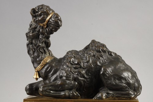 Antiquités - Pair of big andirons with dromedaries by Pierre Gouthiere Louis XVI period