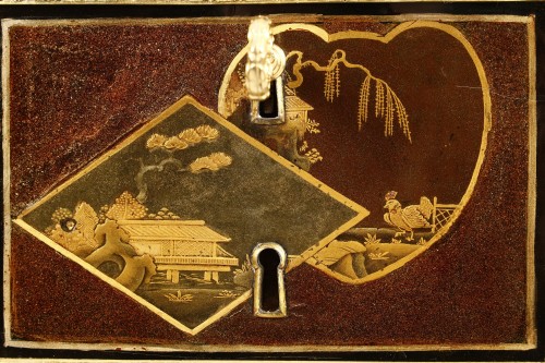 Rare Japanese lacquer flat desk with mechanism stamped by Bury, Louis XVI period - Louis XVI