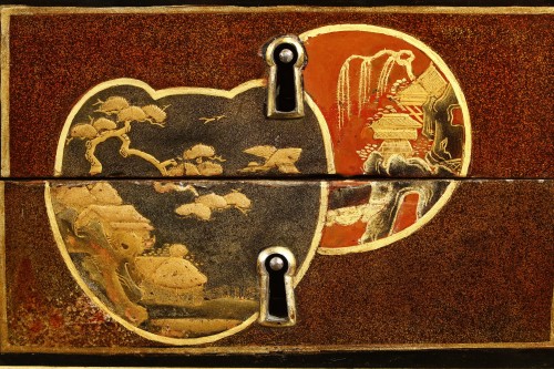 Louis XVI - Rare Japanese lacquer flat desk with mechanism stamped by Bury, Louis XVI period