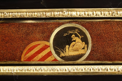 Antiquités - Rare Japanese lacquer flat desk with mechanism stamped by Bury, Louis XVI period