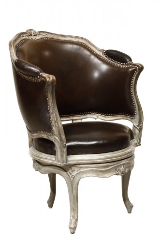 Fauteuil de bureau d’époque Louis XV à assise tournante