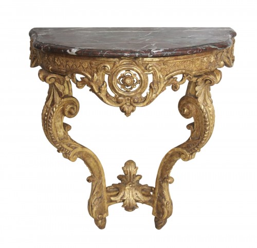 Console Régence murale en bois doré