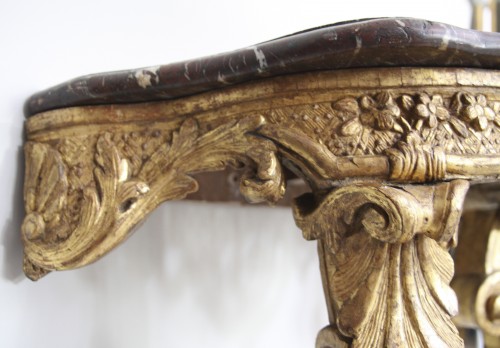 Regency gilt-wood wall console table - 