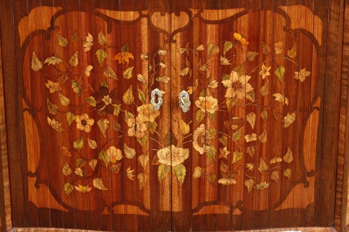 Furniture  - Rare small Louis XV period tambour-front secretary stamped by Adrien Delorm