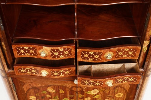 Antiquités - Rare small Louis XV period tambour-front secretary stamped by Adrien Delorm