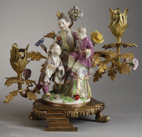 Set of large Meissen figures, Louis XV period - Lighting Style Louis XV