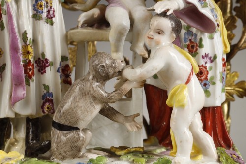 Louis XV - Set of large Meissen figures, Louis XV period