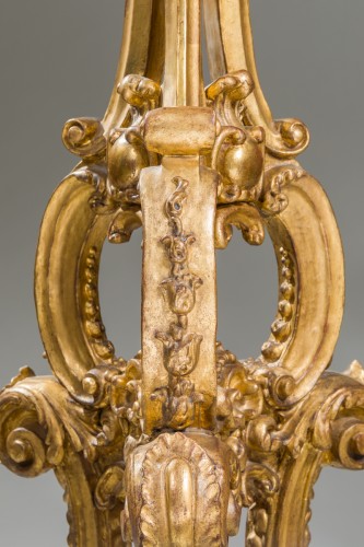 Rare pair of monumental gilt-wood torchère stands, Baltic work, early 18th  - 