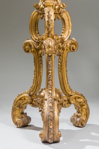 Rare pair of monumental gilt-wood torchère stands, Baltic work, early 18th  - Louis XV