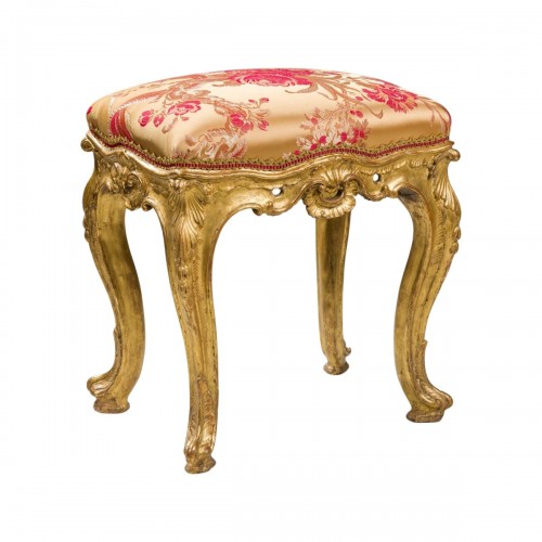 Elegant carved and gilded wooden Venetian stool, 18th century