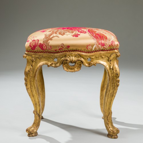 Elegant carved and gilded wooden Venetian stool, 18th century - Seating Style Louis XV