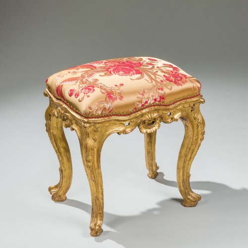 Antiquités - Elegant carved and gilded wooden Venetian stool, 18th century