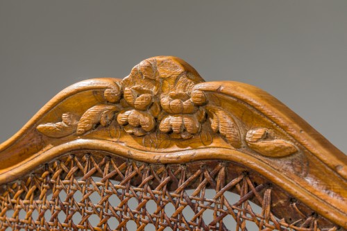 Paire de fauteuils cannés d’époque Louis XV, attribué à Nogaret - Sièges Style Louis XV