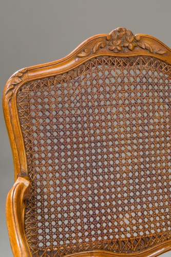 Louis XV - Paire de fauteuils cannés d’époque Louis XV, attribué à Nogaret