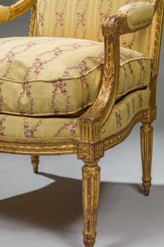 XVIIIe siècle - Paire de fauteuils Louis XVI estampillé Sené
