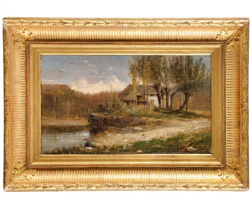 Adolphe Appian "Vue des Dombes" oil painting