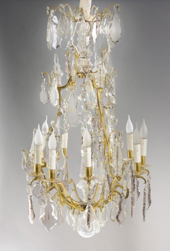 A French 19th century crystal cage chandelier