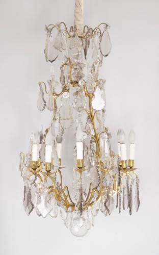 Lighting  - A French 19th century crystal cage chandelier