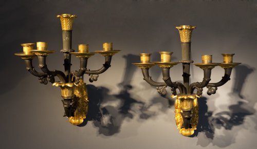 Pair of Restauration gilt bronze wall sconces