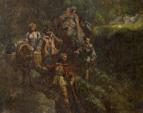 Paintings & Drawings  - Hunting Scene - Prudent Leray (1820-1879)