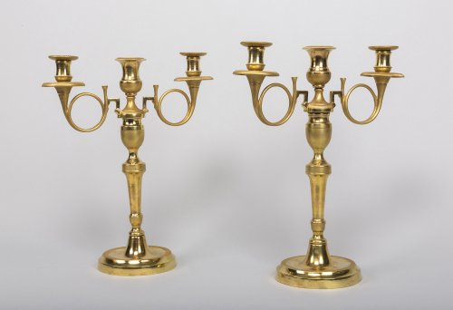 Luminaires Bougeoirs et Chandeliers - Paire de bougeoirs en bronze doré