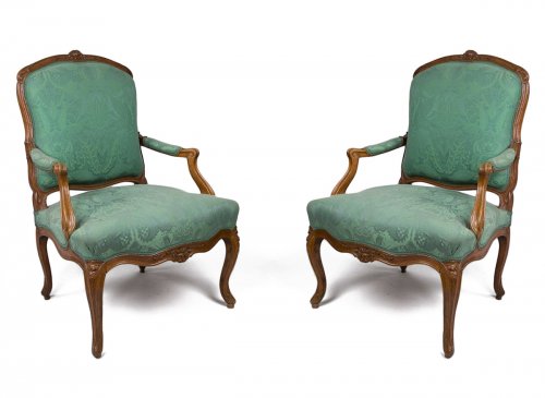 Pair of Louis XV armchairs stamped Blanchard