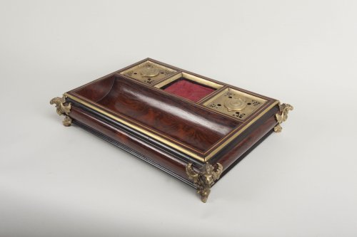 Encrier en palissandre et bronze doré d'époque Louis XV - Objet de décoration Style Louis XV