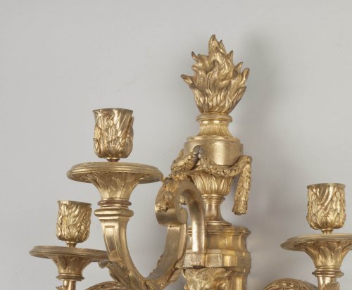 Paire d'appliques en bronze doré - Galerie Gilles Linossier