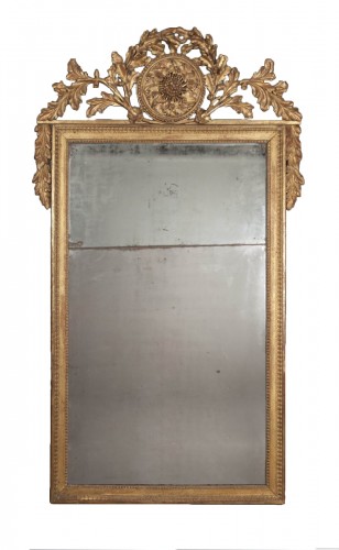 Miroir à fronton en bois doré d'époque Louis XVI