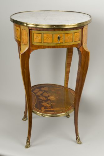 XVIIIe siècle - Table chiffonnière d'époque Transition estampillée Cosson