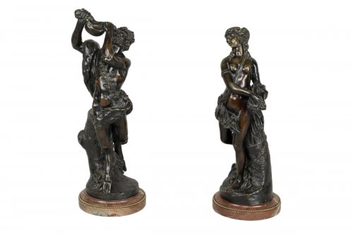 Statuettes en bronze de Bacchus et d'une Bacchante