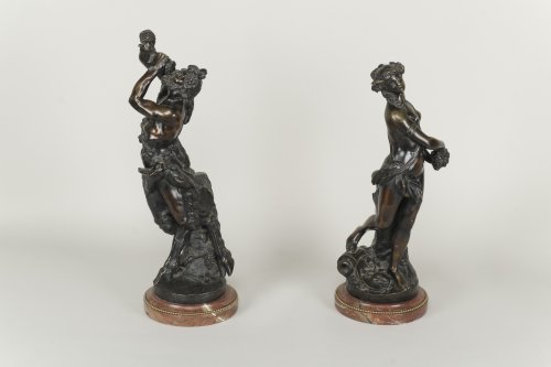 Statuettes en bronze de Bacchus et d'une Bacchante - Sculpture Style 