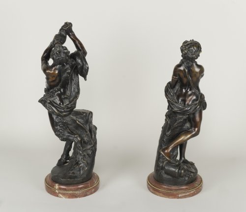 Sculpture Sculpture en Bronze - Statuettes en bronze de Bacchus et d'une Bacchante