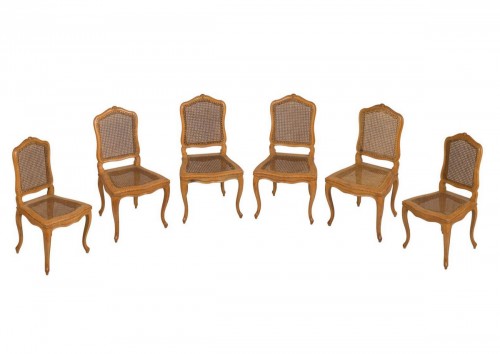 Set Of 6 Louis XV Caned Chairs 