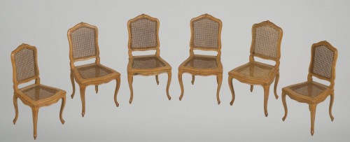 Antiquités - Suite de chaises cannées d'époque Louis XV 